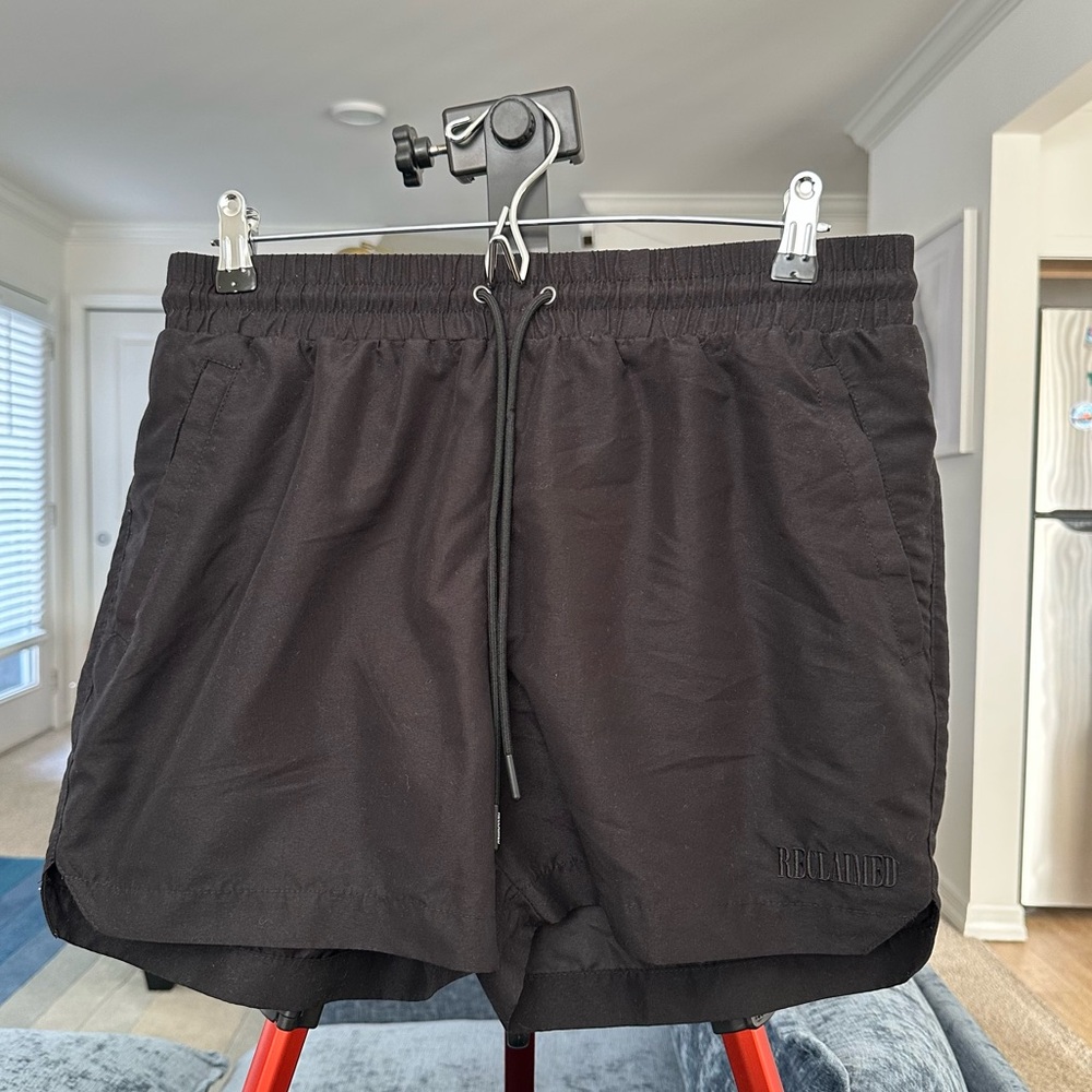 ASOS Reclaimed Vintage Inspired Recycled Shorter Length Swim Short in Black